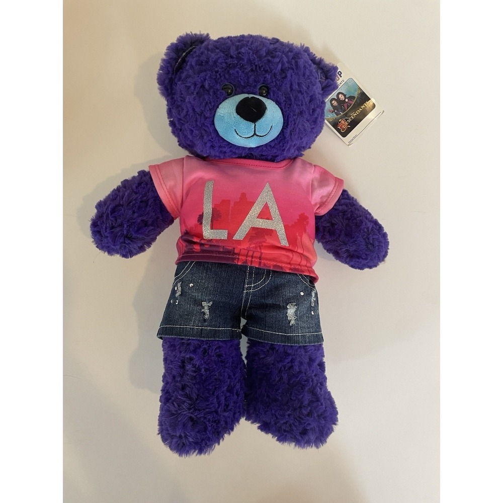Disney Descendants Build A Bear Workshop Mal Bear W/ Tags Purple With LA Outfit